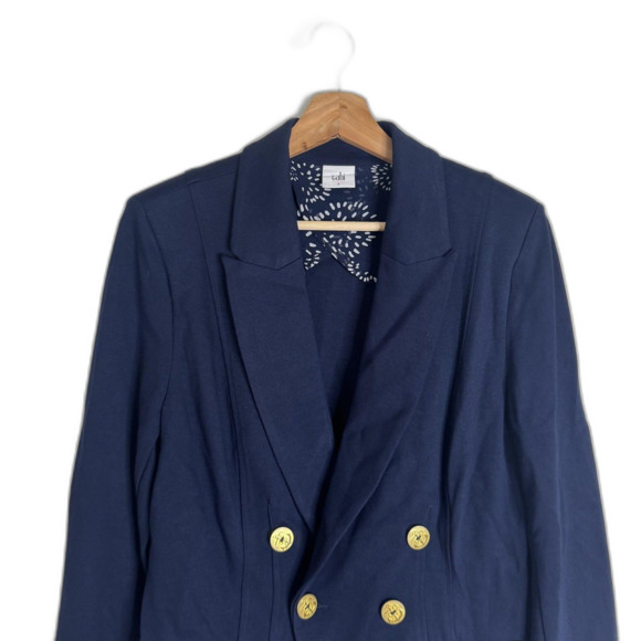 cabi Blazer Womens 8 Navy Double Breasted Gold Button Nautical Stretch 5150 - Picture 2 of 12